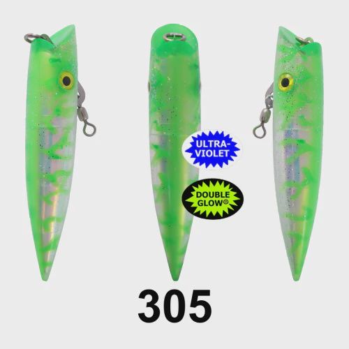Silver Horde Ace Hi Plug 5&quot; UV Pearl Green Lightning