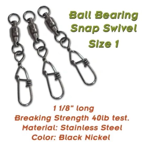 Torpedo Ball Bearing Snap Swivel 40# 10pk Black Nickel