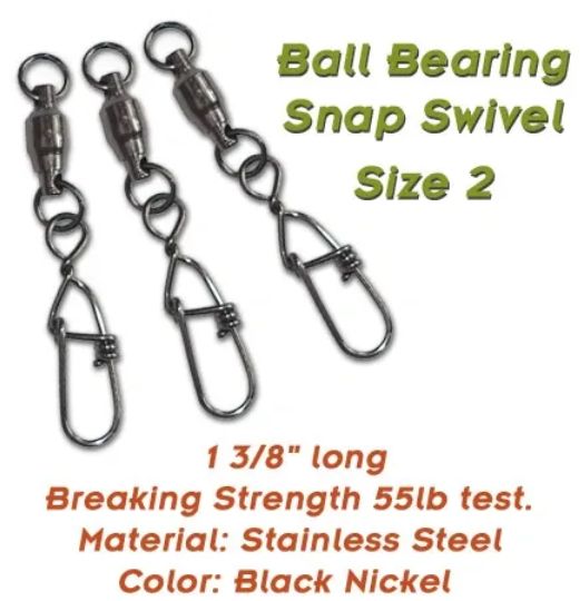 Torpedo Ball Bearing Snap Swivel 55# 10pk Black Nickel