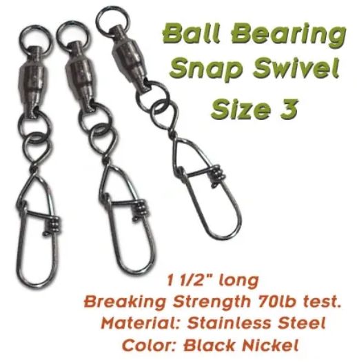 Torpedo Ball Bearing Snap Swivel 70# 10pk