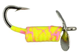 WM Tungsten Whirly Bug Jig #12 Yellow Pink Crackerized