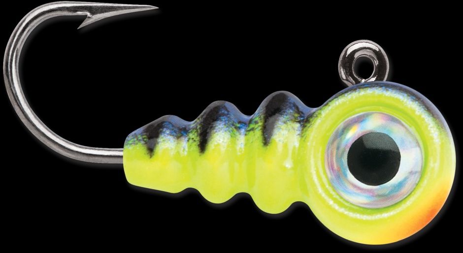 VMC Larv Eye Jig 1/32 Glow Hot Perch