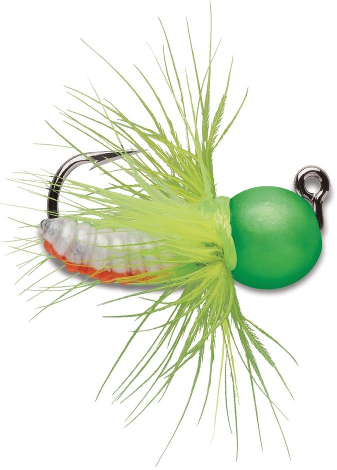 Tungsten Fly Jig 1/16 Green Orange Glow