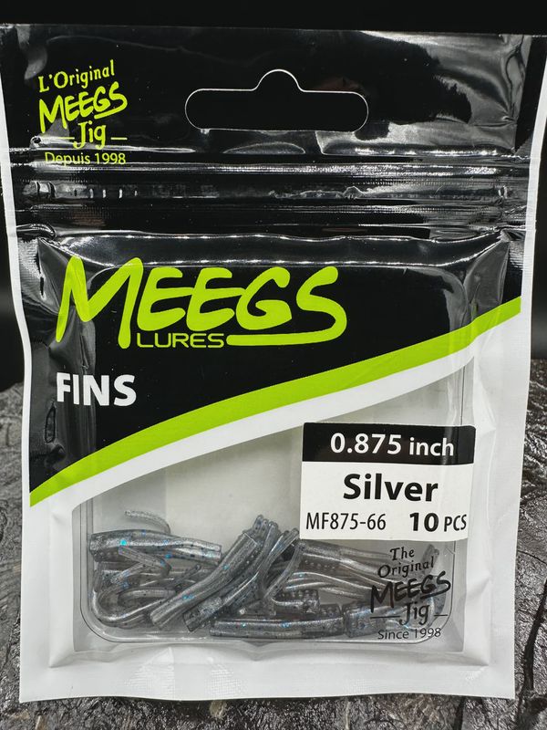 Meegs Fins Regular 1.35&quot; 8pk Silver
