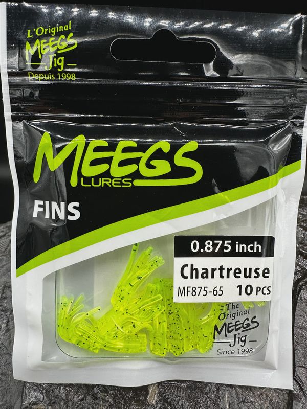 Meegs Fins Regular 1.35&quot; 8pk Chartreuse