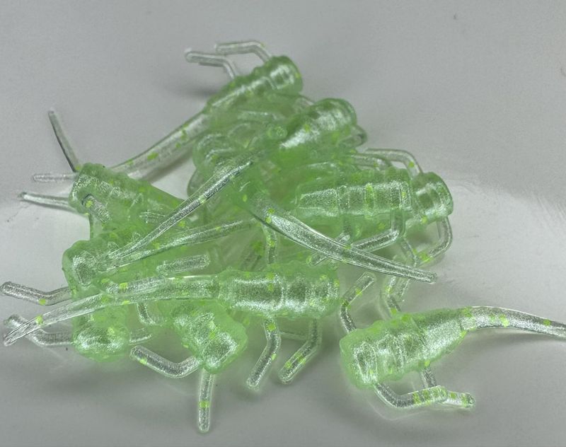 Panfish Plastics Chigger Fry 1&quot; Lime Pearl Glow