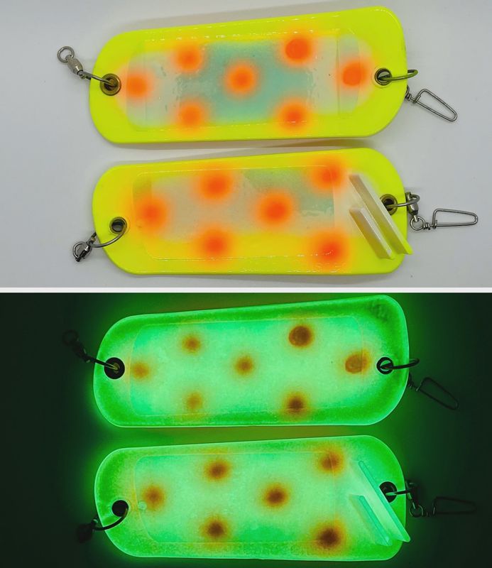 Gator Tackle 5.5&quot; Coho Crusher Flasher UV Fire Dots
