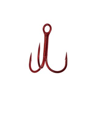 Round Bend Treble Hook Red