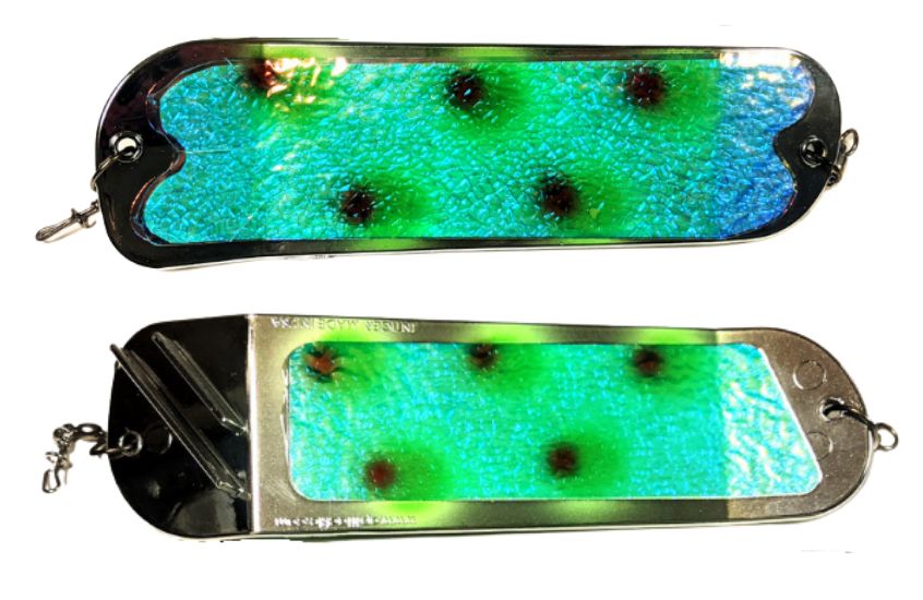 Salmon Candy Flasher 8" Chrome UV Black Eye Peas