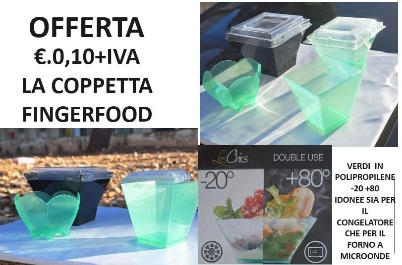 COPPETTE FINGER FOOD VERDI IN POLIPROPILENE -20 +80 IN OFFERTA