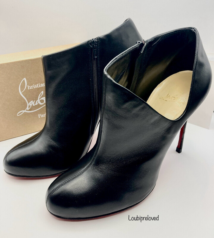 Christian Louboutin Lisse Booty 100 Black Leather Nappa UK 6.5 (EU 39.5)