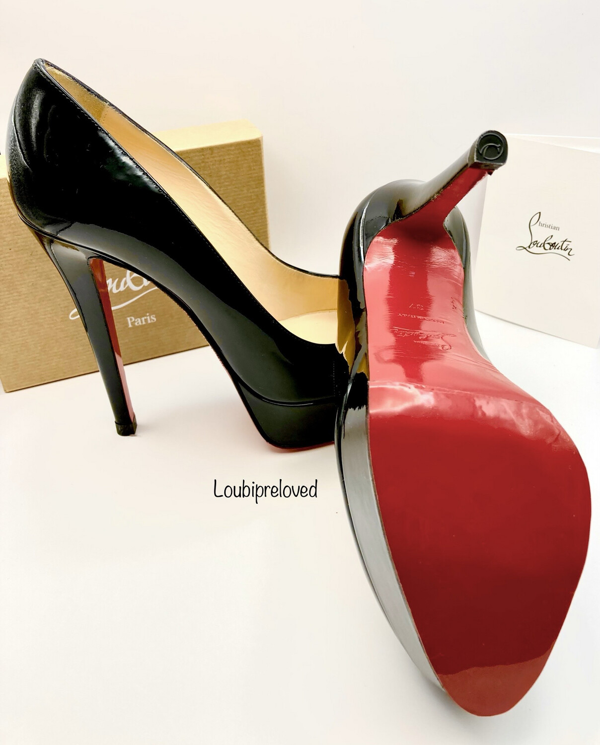 Christian Louboutin Bianca 140 Black Patent Calf UK 4 (EU 37) Christian Louboutin Bianca 140 Black Patent Calf UK 4 (EU 37)