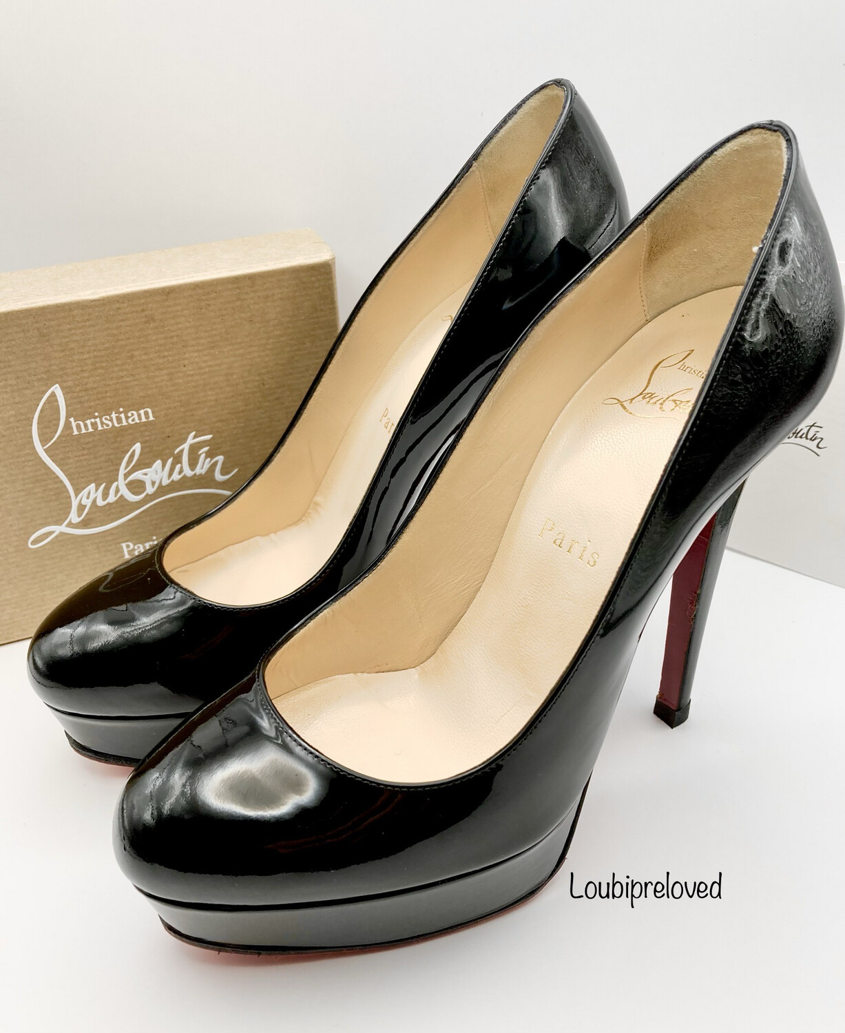 Christian Louboutin Bianca 140 Black Patent Calf UK 4 (EU 37) Christian Louboutin Bianca 140 Black Patent Calf UK 4 (EU 37)