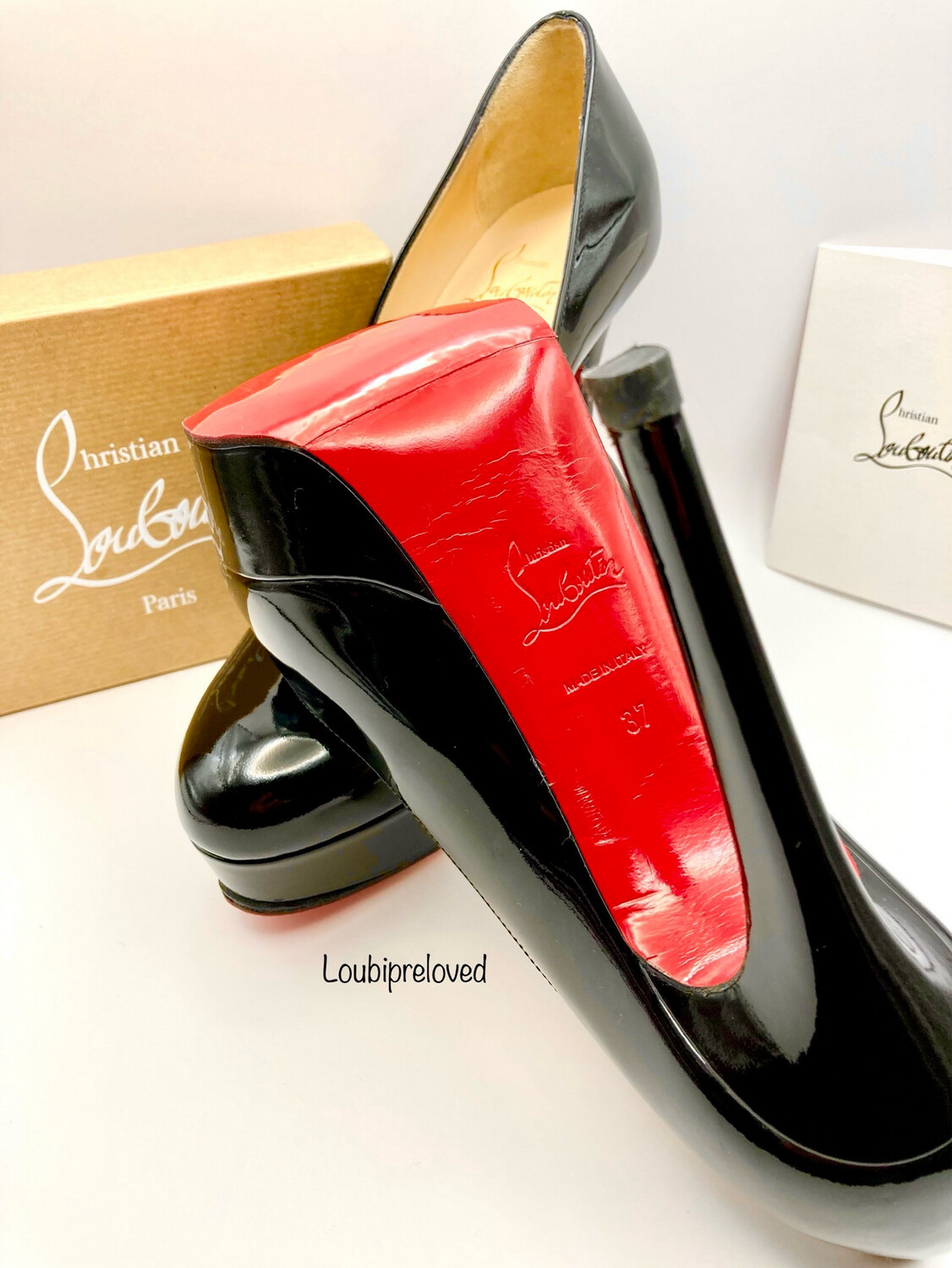 Christian Louboutin Bianca 140 Black Patent Calf UK 4 (EU 37) Christian Louboutin Bianca 140 Black Patent Calf UK 4 (EU 37)