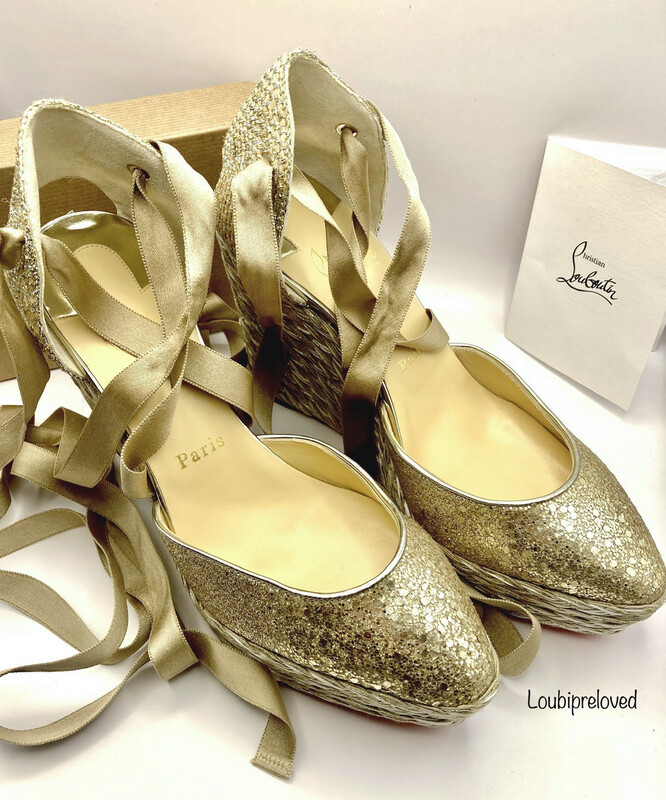 Espadrille Wedge Almond Toe Glitter Gold UK 5.5 (EU 38.5)