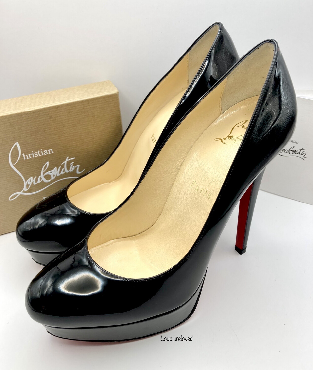 Christian Louboutin Bianca 140 Black Patent Calf UK 5.5 EU 38.5