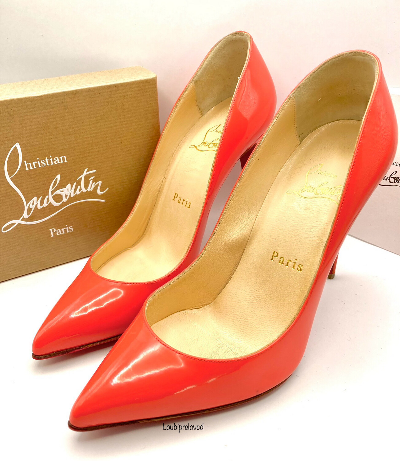 Christian Louboutin Kate 100 Coral Patent Calf UK 3.5 (EUR 36.5)