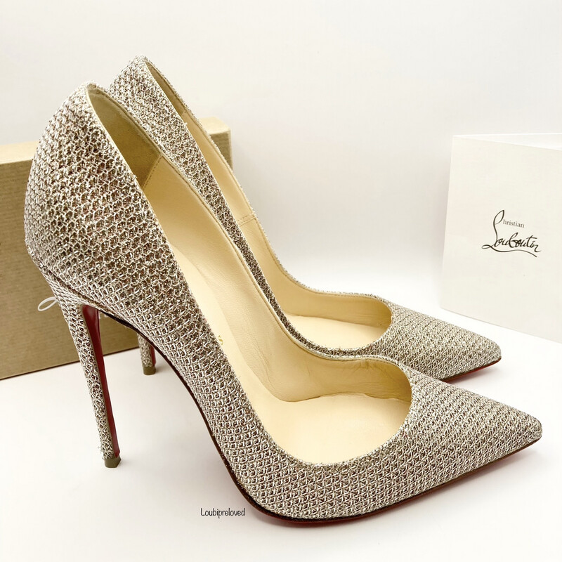 Christian Louboutin So Kate 120 Glitter Diam Colombo Gold UK 5 EU 38