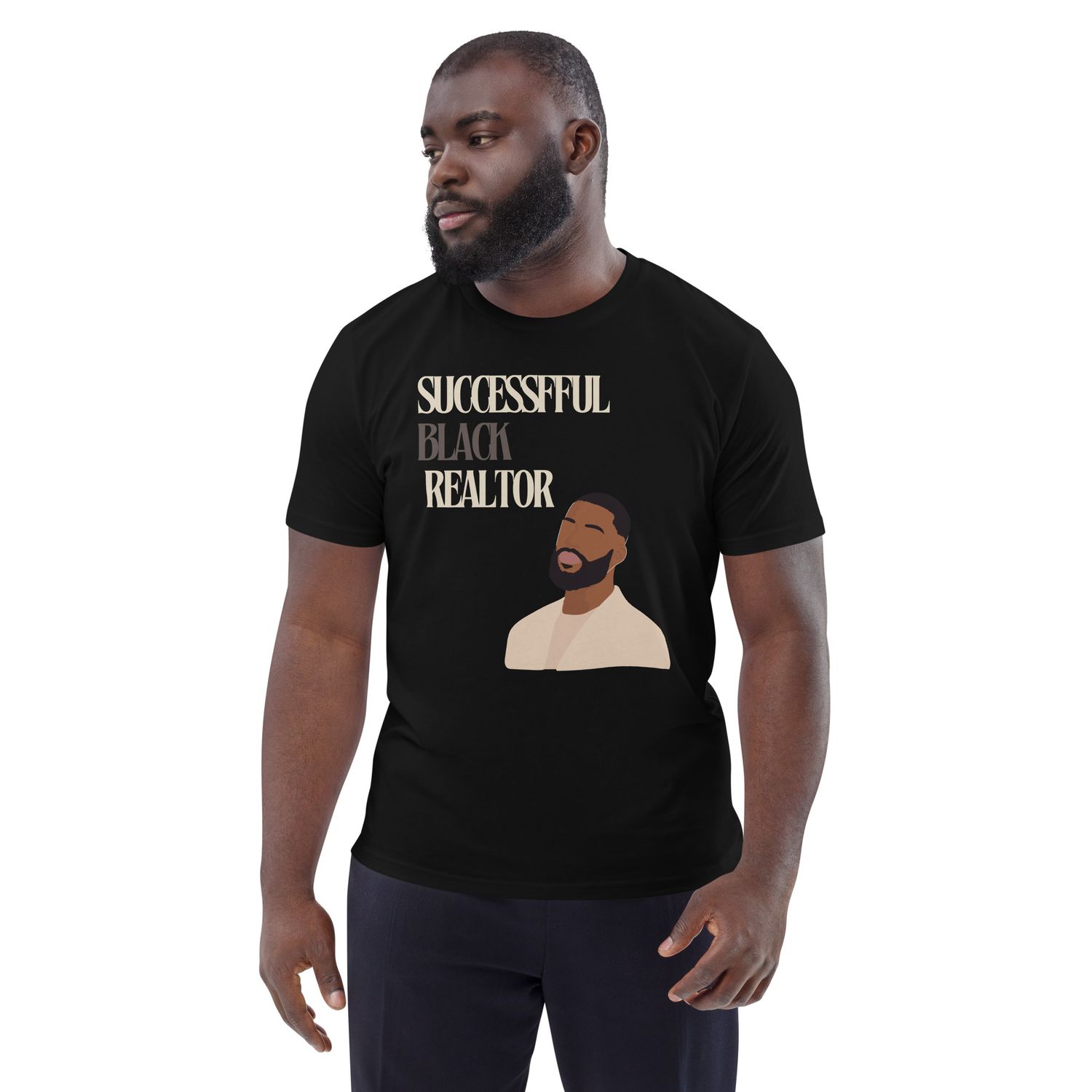 Mens Succesful Black Realtor - Organic Cotton Real Estate T-Shirt 
