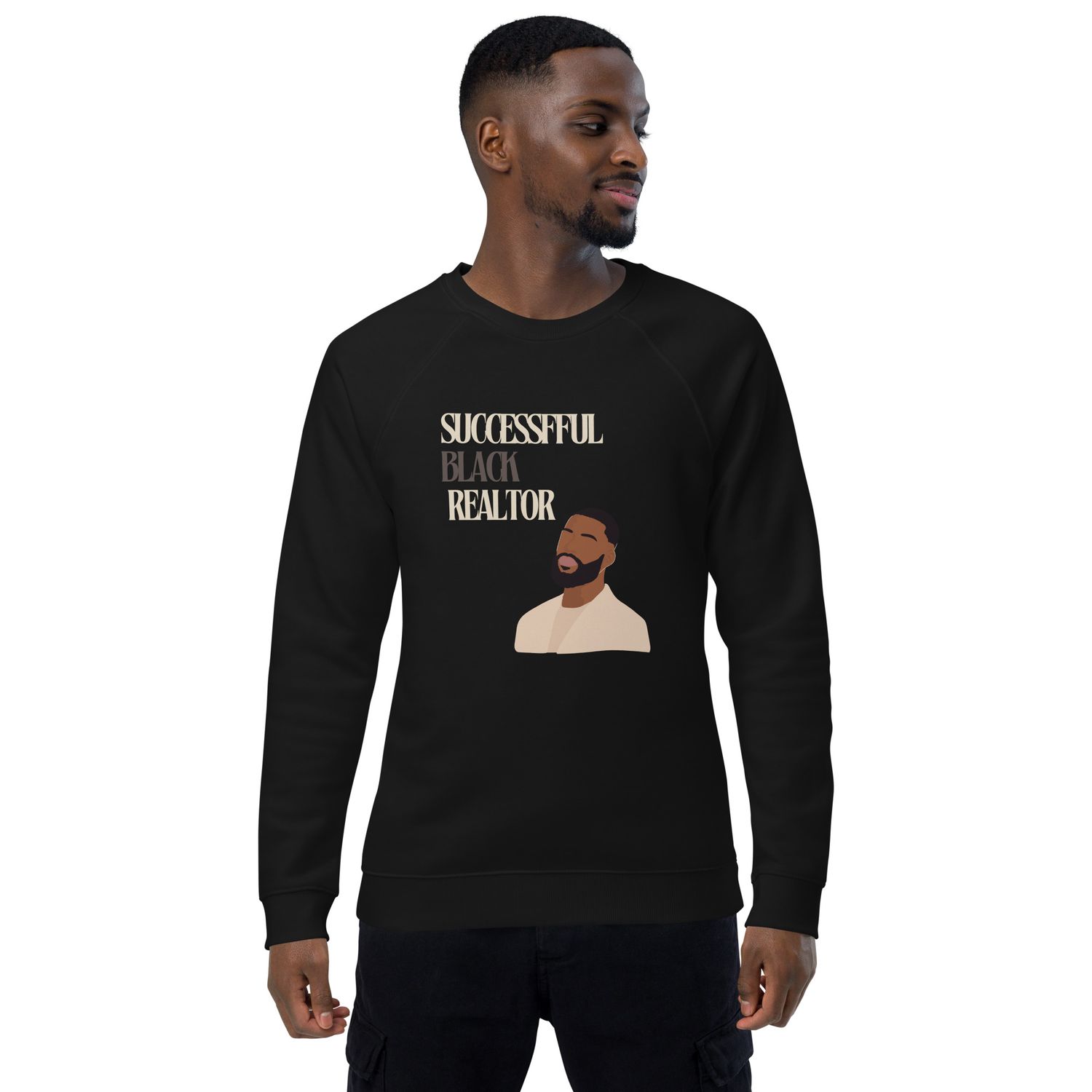 Successful Black Realtor (Men) - Organic Cotton Real Estate Themed Sweater