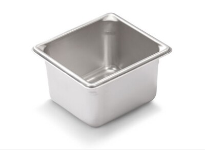 Vollrath 30642 Food Pan, 1/6 size, 4" deep, 1.8 qt capacity, 22 gauge, 300 series stainless steel, reinforced pour corners, reverse formed flattened edges, anti-jamming design,