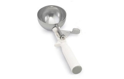 Vollrath 47139 Disher, round bowl, size 6 (5-1/3 oz. capacity), 3-1/8&quot; bowl dia., 18-8 stainless with one-piece color coded white plastic handle with all-natural antimicrobial