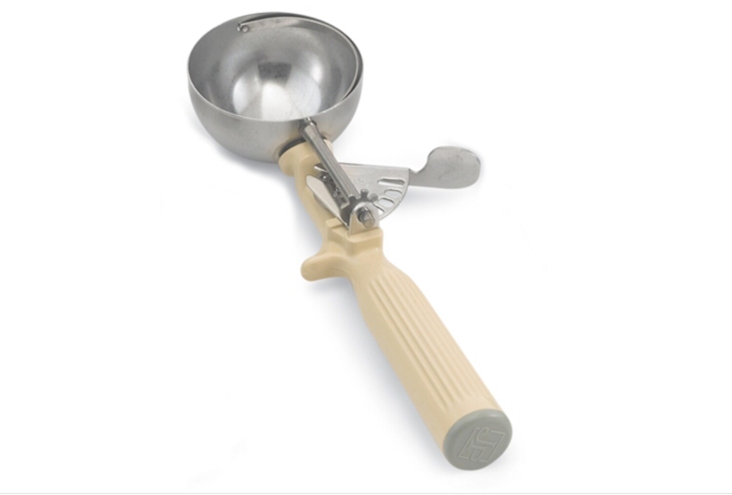 Vollrath 47141  #10 Disher, round bowl, size 10 (3-1/4 oz. capacity), 2-5/8&quot; bowl dia., 18-8 stainless with one-piece color coded ivory plastic handle with all-natural antimicrobial