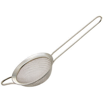 Winco MS2K-3S  Strainer-Sifter, 3&quot; bowl dia., 5-1/4&quot;L handle, 8&quot; O.A.L., handled, fine mesh, stainless steel