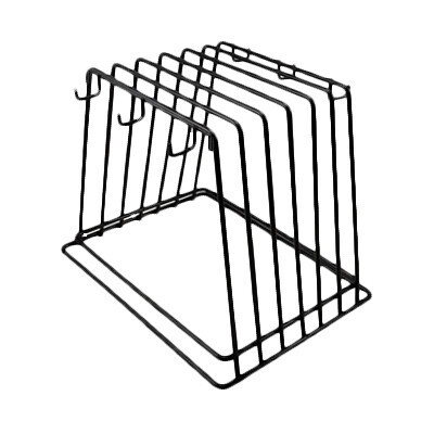 Thunder Group PLCBR006 Cutting Board Rack, 12&quot; x 9-1/4&quot; x 10-1/4&quot;H, fits 6 boards, with 6 brush hooks, powder coated, wire, black