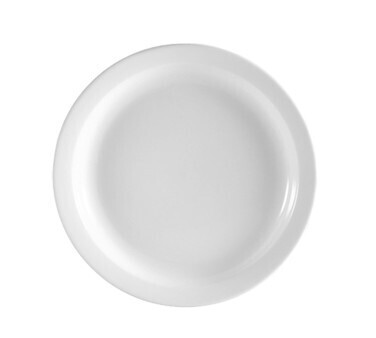 C.A.C CHINA NCN-16 Clinton Plate, 10-1/2&quot; dia. x 1-1/4&quot;H, round, narrow rim, dishwasher, oven and microwave safe, porcelain, Super White- 1 Dozen