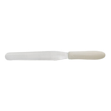Winco TWPS-7 Bakery Spatula, 7-15/16&quot; x 1-1/4&quot;, stainless steel blade, dishwasher safe, slip-resistant, polypropylene white handle, satin finish
