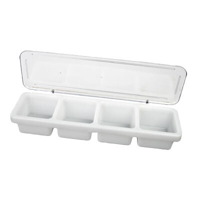Thunder Group PLBC004P Condiment Server, with cover, 18&quot; x 5&quot; x 3&quot;, 4-compartment, plastic