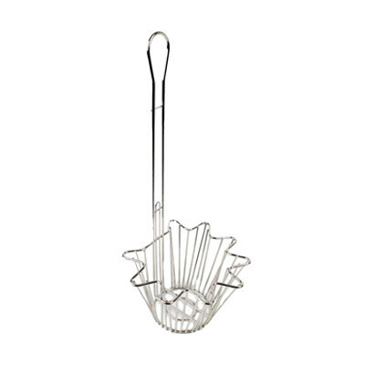 Thunder SLTB018R  Taco Salad Bowl Basket, 8&quot; x 8&quot; x 5&quot;, 18&quot; overall height, round bowl, nickel plated