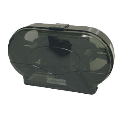 Thunder PLRPD396  Jumbo Twin Tissue Dispenser, 19&quot; x 5&quot; x 12-1/4&quot;, full-swing replaceable cover, key-lock, holds up to (2) 9&quot; dia. rolls, plastic, tranparent