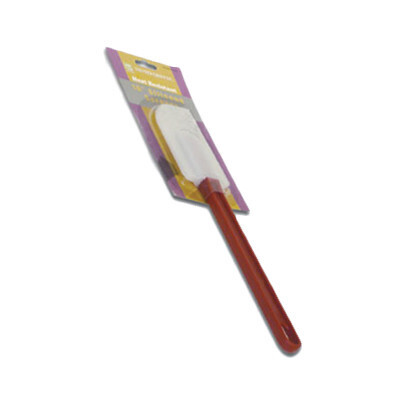Thunder PLSP010HR  Scraper, 10" long, flat angled silicon blade, flexible, heat resistant to 500°F, hanging hole, red plastic handle