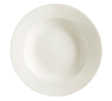C.A.C REC-3 Soup Plate, 10 oz., 9&quot; dia. x 2&quot;H, round, rimmed, rolled edge, dishwasher, oven and microwave safe, stoneware (ceramic), American White  - 2 Dozen