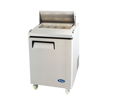 Atosa MSF8301GR Sandwich/Salad Top Refrigerator, one-section, 27-1/2&quot;W x 30&quot;D x 41-3/8&quot;H, includes (8) 1/6 stainless steel pans, rear-mounted, self-contained refrigeration, 7.2 cu. ft., (1) solid hing