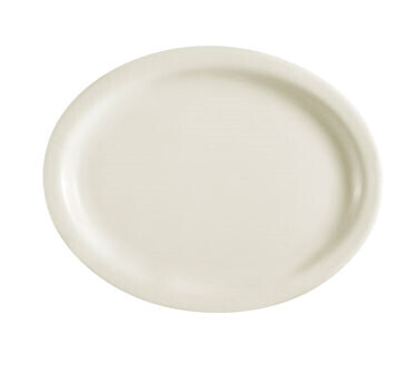C.A.C NRC-13 Platter, 11-1/2&quot;L x 9&quot;W x 1&quot;H, oval, narrow rim, dishwasher, oven and microwave safe, stoneware (ceramic), American White - 1 Dozen