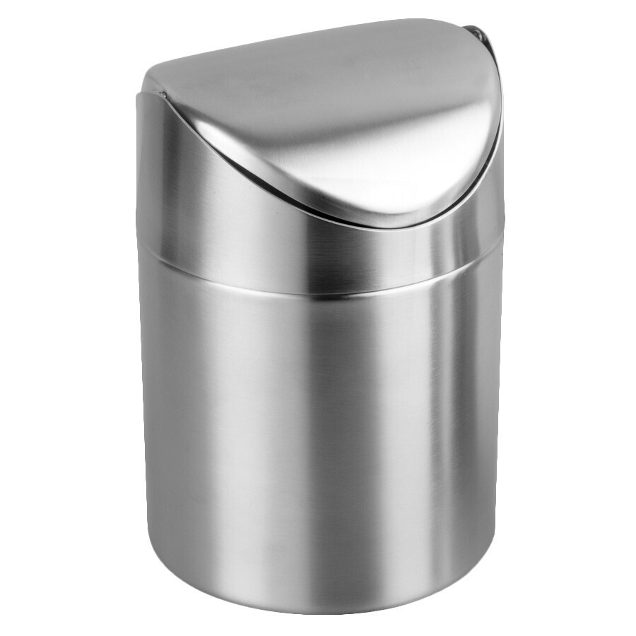 Winco DDSF-101S  Mini Waste Can, 4-3/4&quot; dia. x 6&quot;H, round, with swing lid, stainless steel