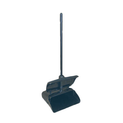 Thunder PLDP345 Lobby Dust Pan, 13&quot;, easy-grip handle, flat surface, with windbreak cover, plastic