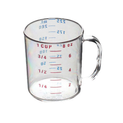 Thunder PLMC008CL  Measuring Cup, 1 cup (0.25 liter) capacity, printed with US/metric measurements, dishwasher safe, polycarbonate
