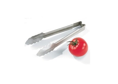 Vollrath  4781610  Utility Tongs, one-piece, 16" (40.6 cm), scalloped teeth, springless design, plain ergonomic handle, fully functional to 350° F (176.6 C), dishwasher safe, heavy duty, stainless ste