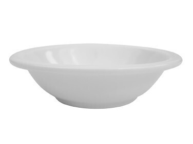 C.A.C CHINA NCN-11 Clinton Fruit Dish, 5 oz., 4-3/4" dia. x 1"H, round, narrow rim, dishwasher, oven and microwave safe, porcelain, Super White - 3 Dozen