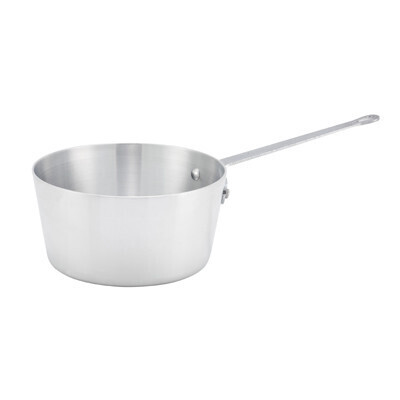 Winco ASP-3 Sauce Pan, 3-3/4 qt., 8-7/8" dia. x 4-1/2"H, tapered sides, without cover, riveted handle, 3.0mm thick, 3003 heavyweight aluminum, natural finish
