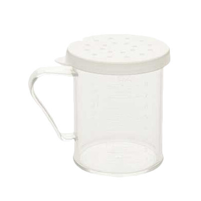 Thunder PLRDH003 Dredge, 10 oz. with handle, 3 snap-on lids (fine, medium and large holes), break-resistant, polycarbonate, clear