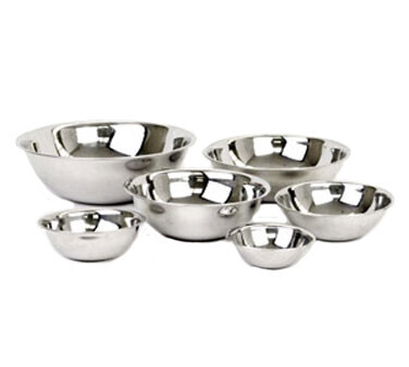 Thunder SLMB206  Mixing Bowl, 8 quart, curved lip, flat bottom, heavy duty, 22 gauge/0.8mm stainless steel, mirror finish