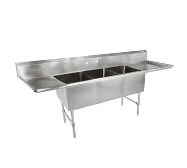 John Boos 3B16204-2D18 "B" Series Sink 3 Compartment 87"W x 25-1/2"D x 44"H