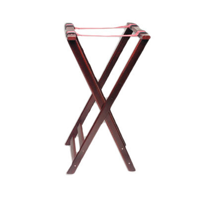 Thunder WDTHTS032 Tray Stand, folding, double bar, 2 nylon straps, wood, mahogany finish