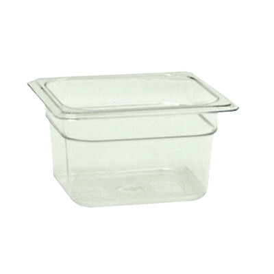 Thunder PLPA8164  Food Pan, 1/6 size, 4&quot; deep, shatter and scratch resistant, dishwasher safe, polycarbonate, clea