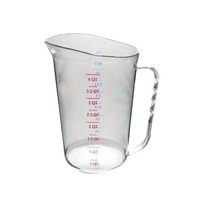 Thunder PLMC128CL  Measuring Cup, 4 quart (4.0 liter) capacity, printed with US/metric measurements, dishwasher safe, polycarbonate